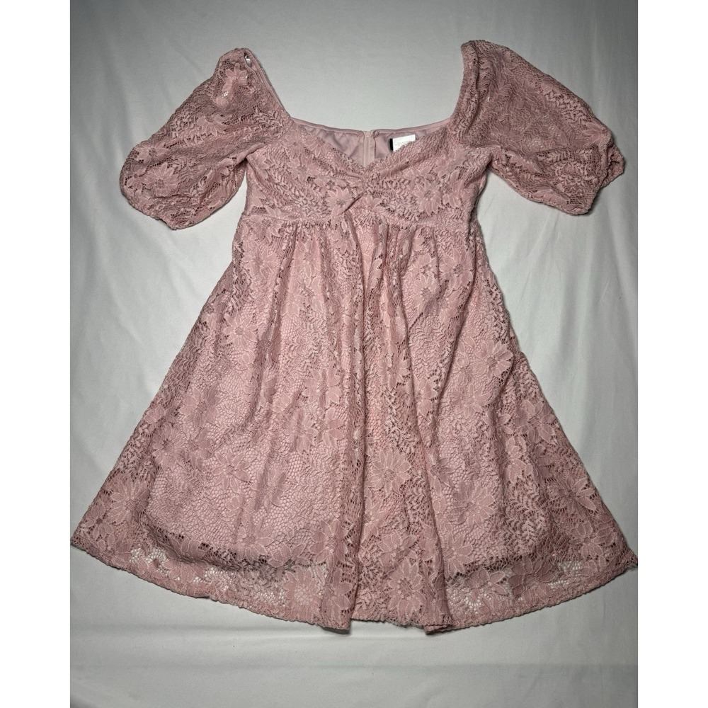 B. Darlin Blush Lace Dress 7/8 Juniors Ruched Formal Wedding Dance